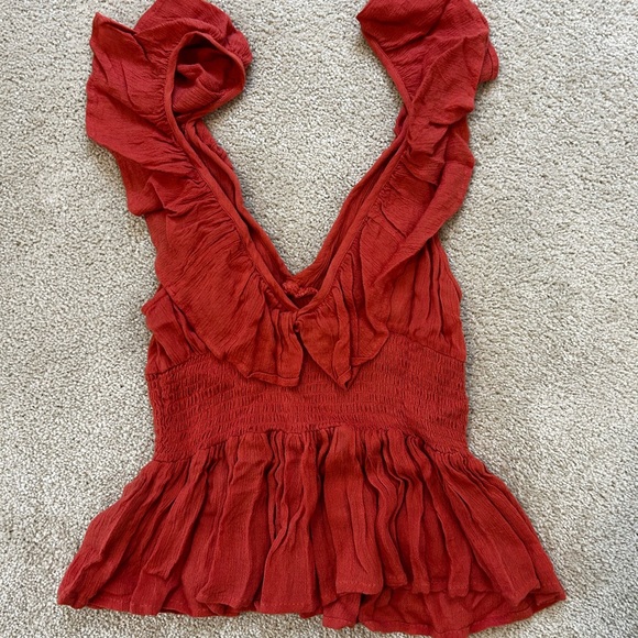 ASOS Red Sleeveless Ruffled Blouse - Picture 3 of 3
